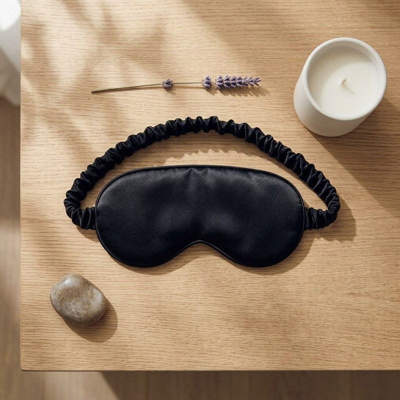 100% Mulberry Silk Sleep Mask Flatlay - Clerina