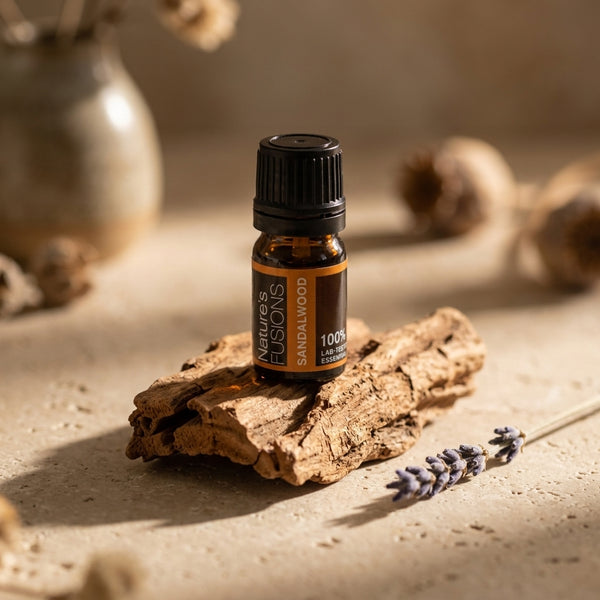 Sandalwood Pure Organic Essential Oil 5ml amber dropper bottle - Clerina Ambiance