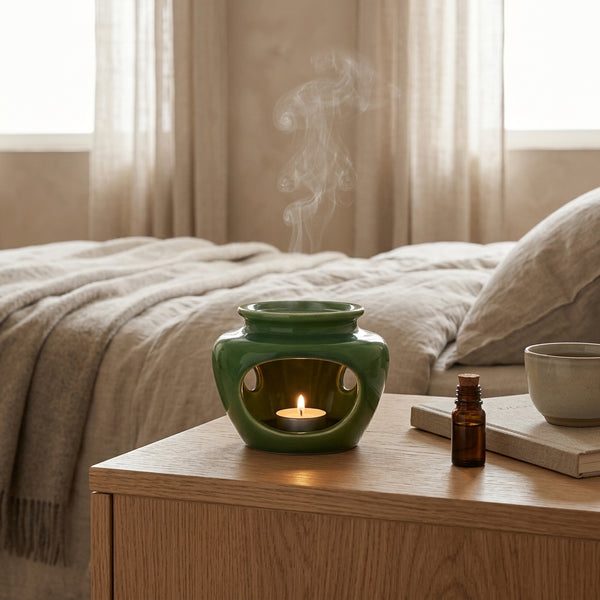 White minimalist hand-sculpted ceramic cover aromatherapy diffuser - Clerina
