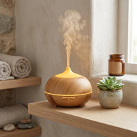 Mistyrious Natural Oak Humidifier showing the beautiful wood grain design