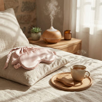 Oak Wood Humidifier & Silk Sleep Mask Set - Sleep Gift Bundle